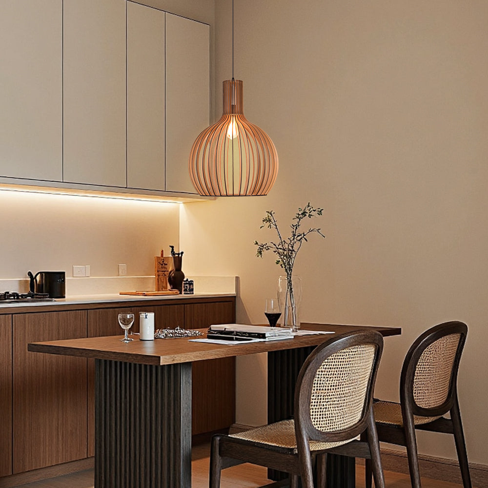 Wooden Pendant Light Fixture Nordic Creative Birdcage Chandelier