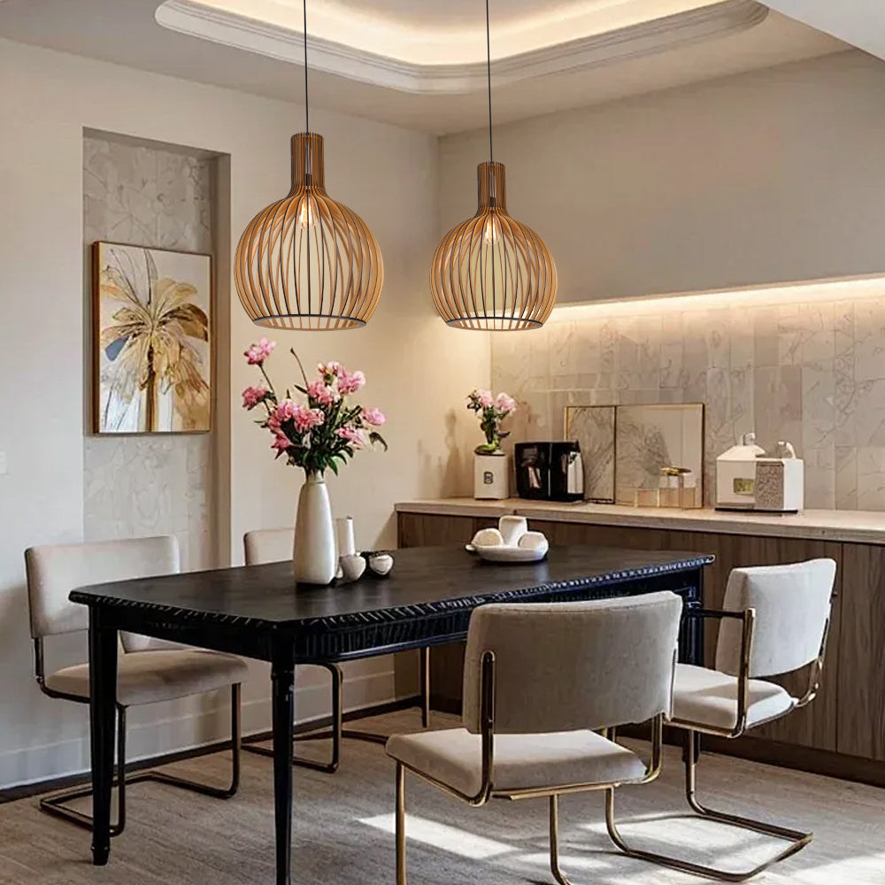 Wooden Pendant Light Fixture Nordic Creative Birdcage Chandelier