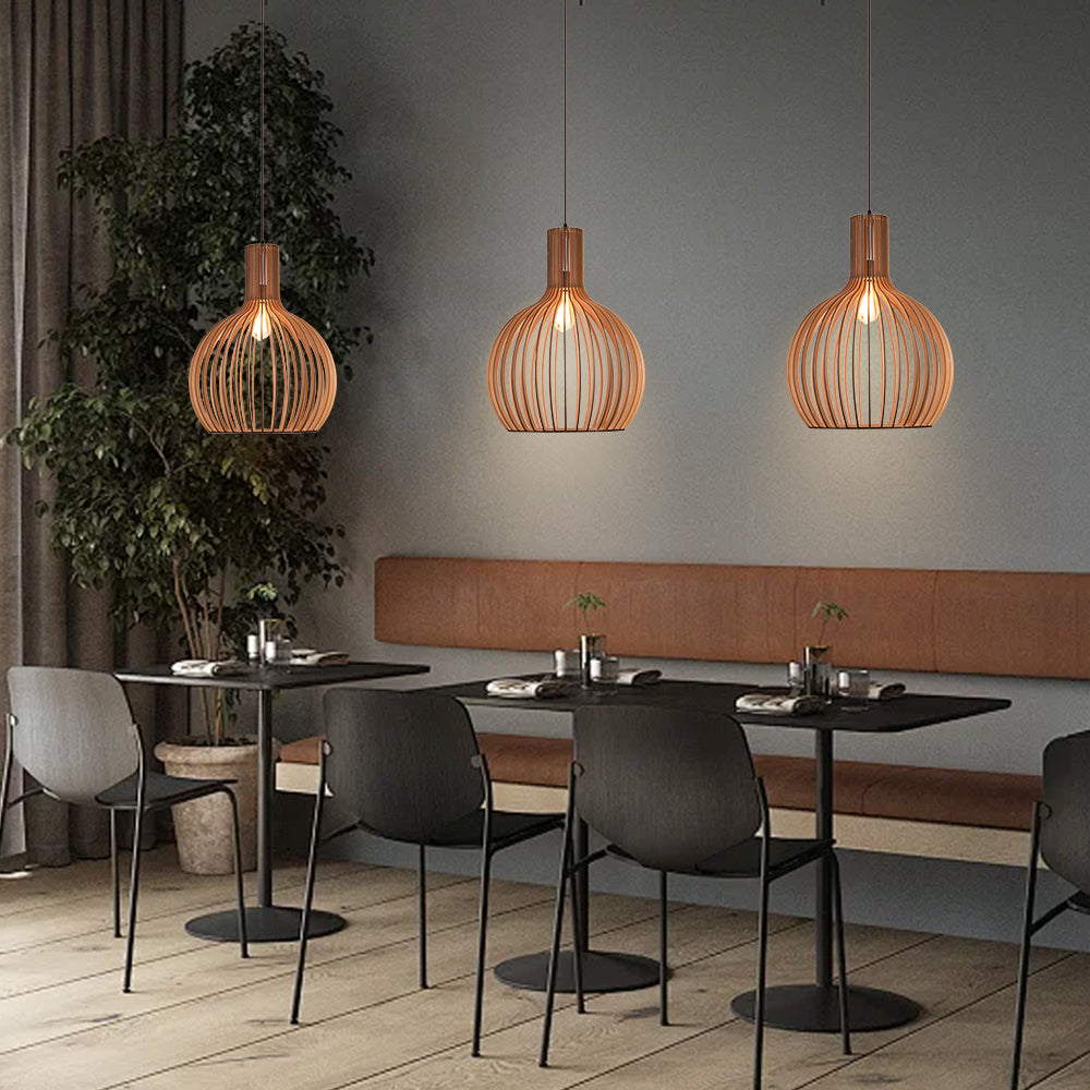 Wooden Pendant Light Fixture Nordic Creative Birdcage Chandelier