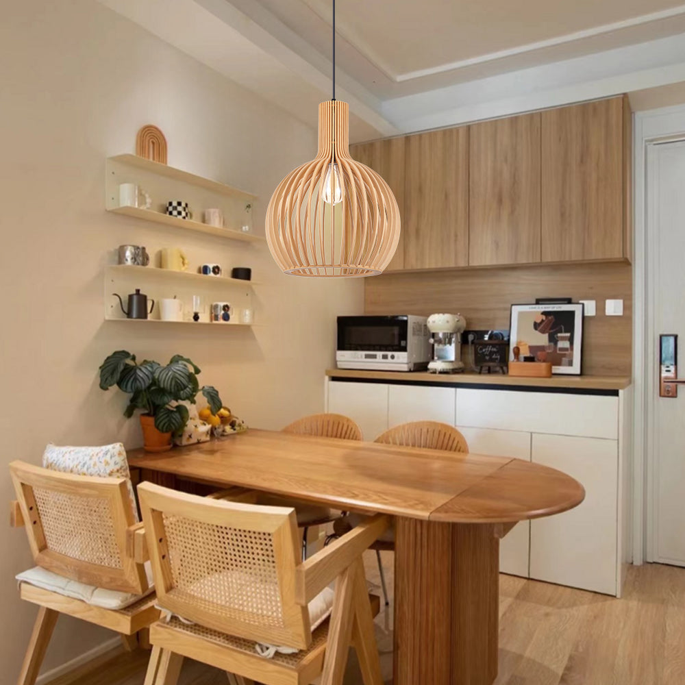 Wooden Pendant Light Fixture Nordic Creative Birdcage Chandelier