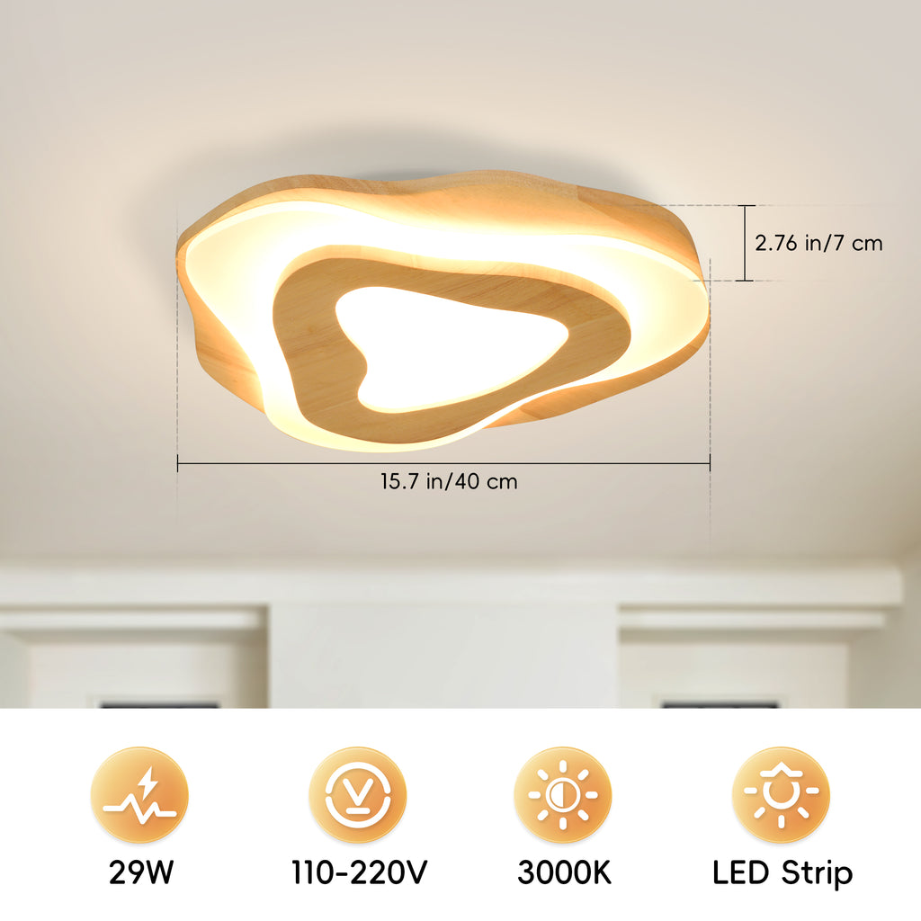 Nordic Irregular Flush Mount Wooden Ceiling Light For Living Room