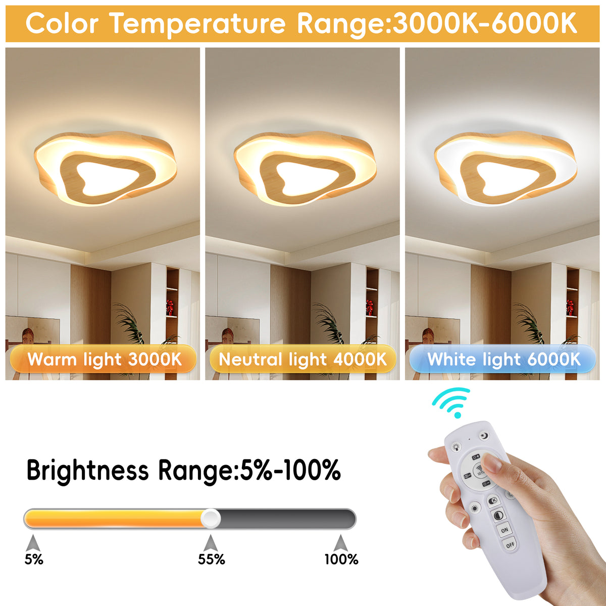 Nordic Irregular Flush Mount Wooden Ceiling Light For Living Room