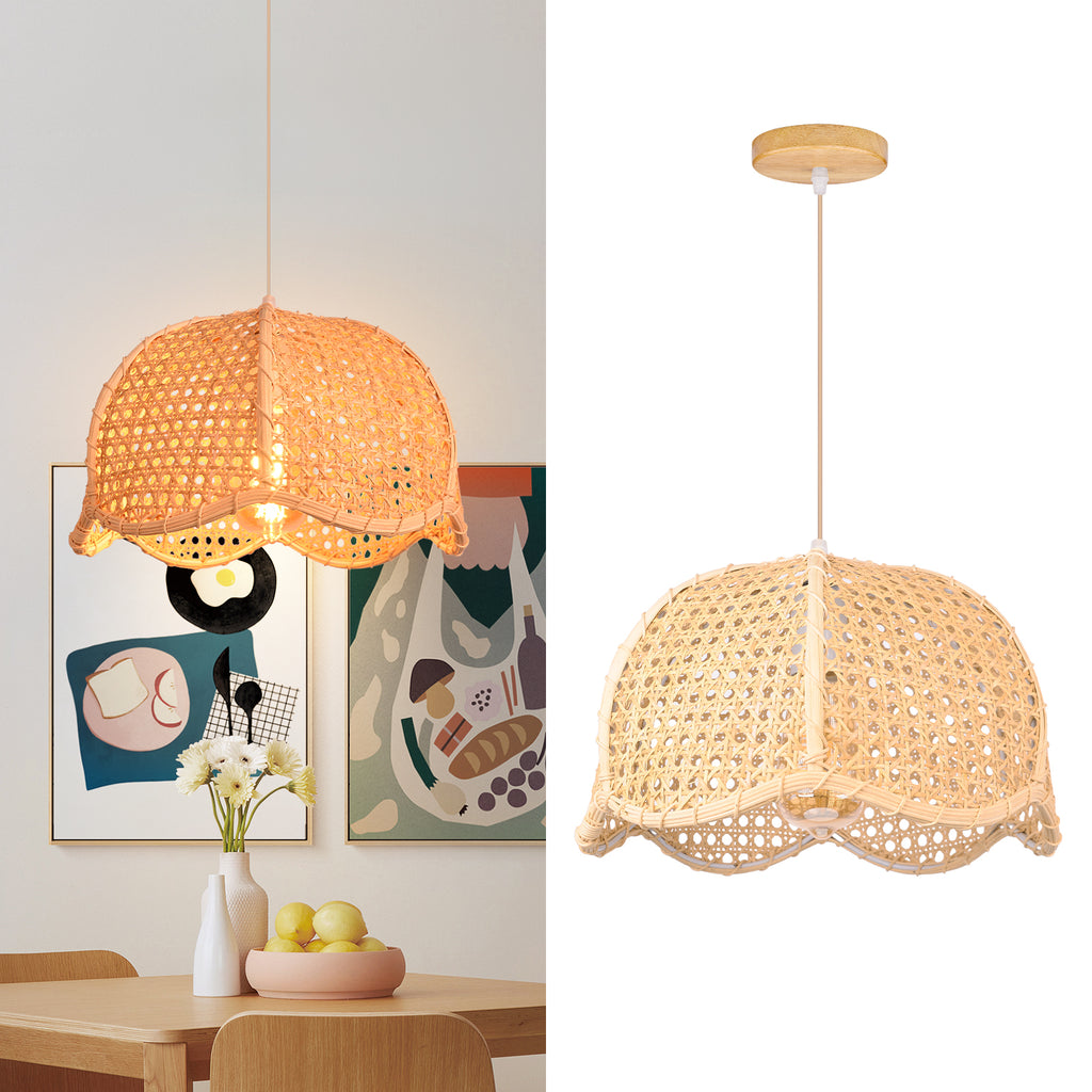 Japandi Hand-Woven Bamboo Lantern Chandelier Basket Ceiling Light Pendant