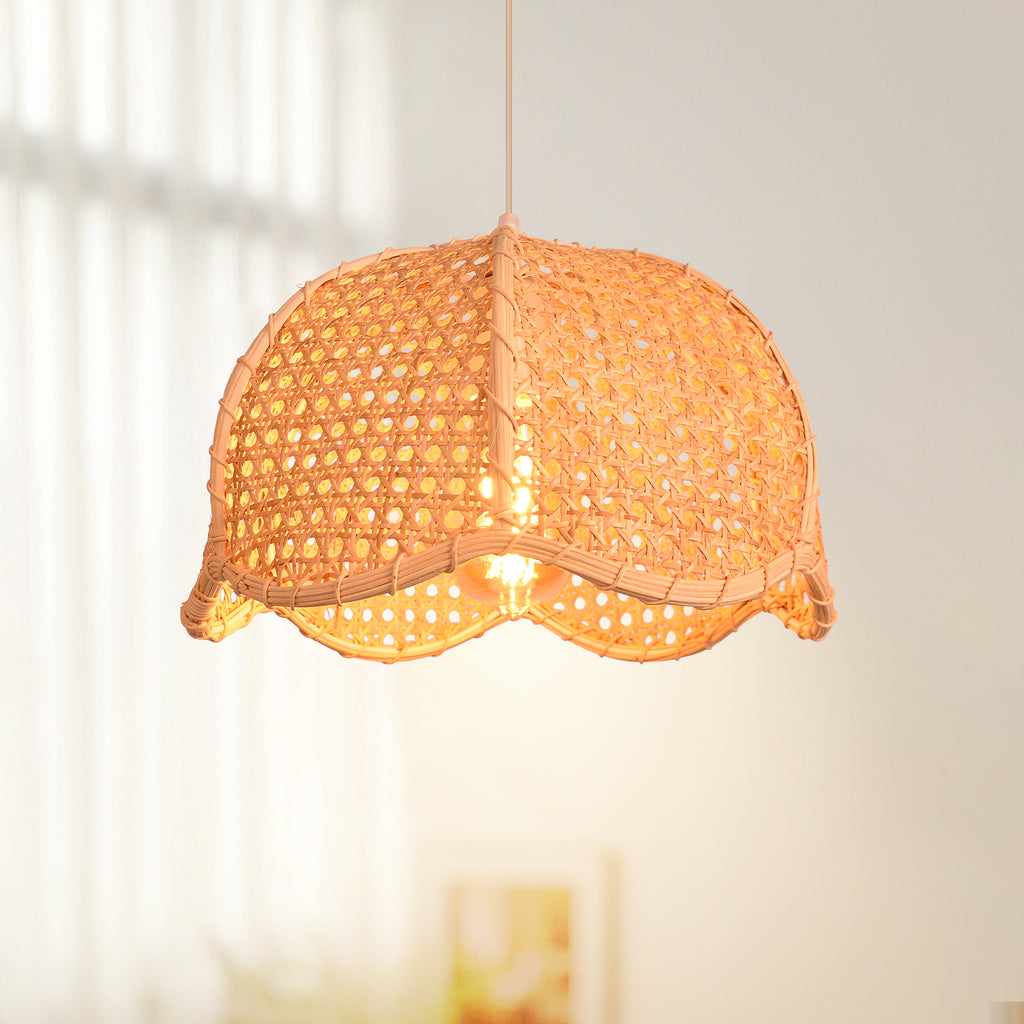 Japandi Hand-Woven Bamboo Lantern Chandelier Basket Ceiling Light Pendant