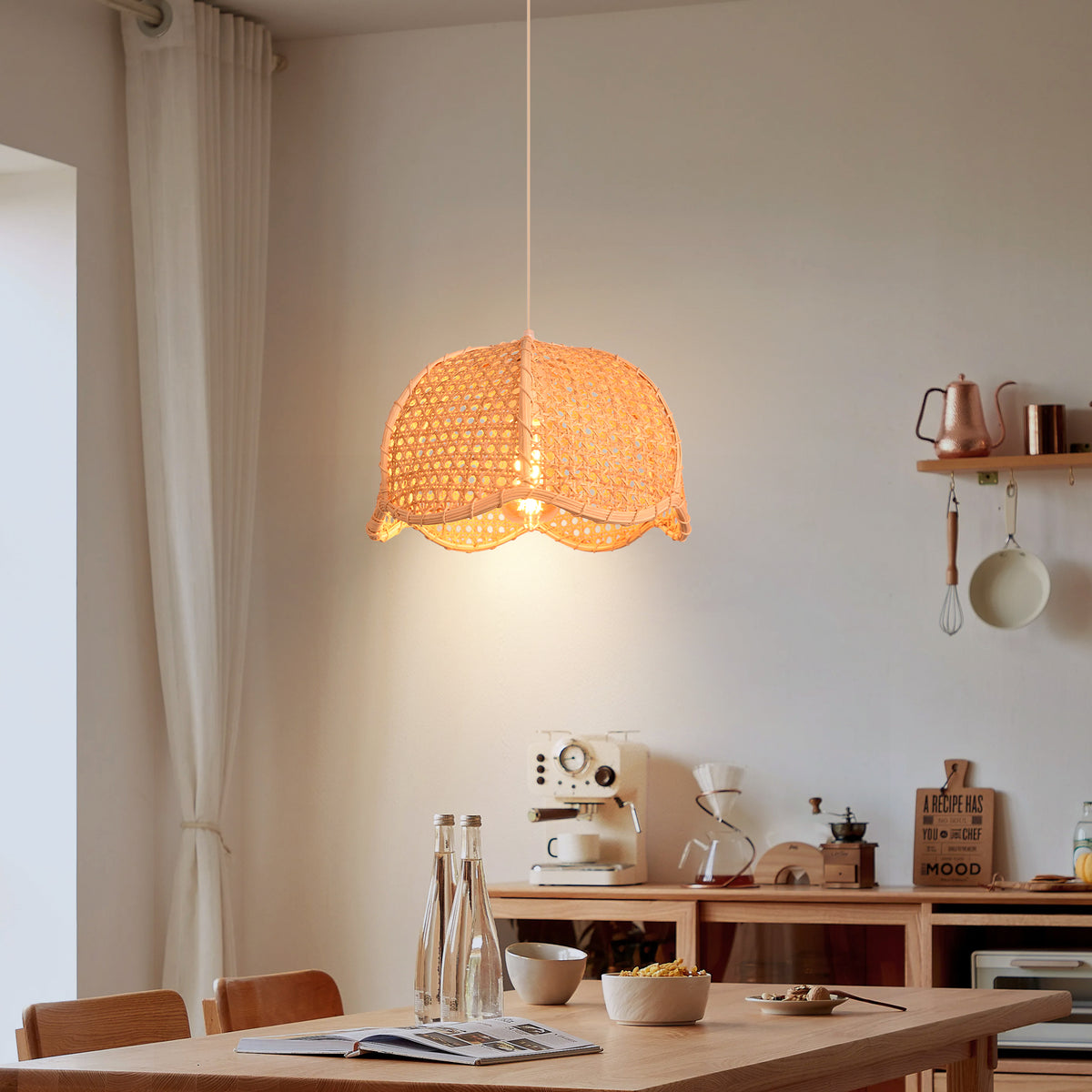 Japandi Hand-Woven Bamboo Lantern Chandelier Basket Ceiling Light Pendant