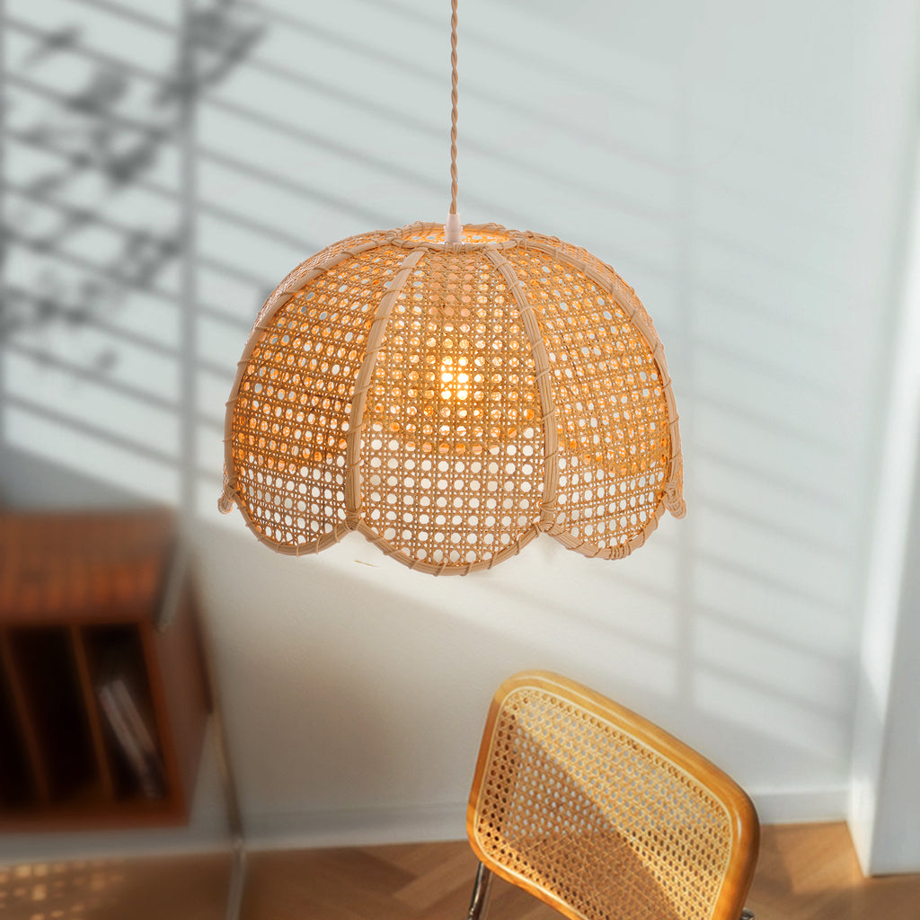 Japandi Hand-Woven Bamboo Lantern Chandelier Basket Ceiling Light Pendant