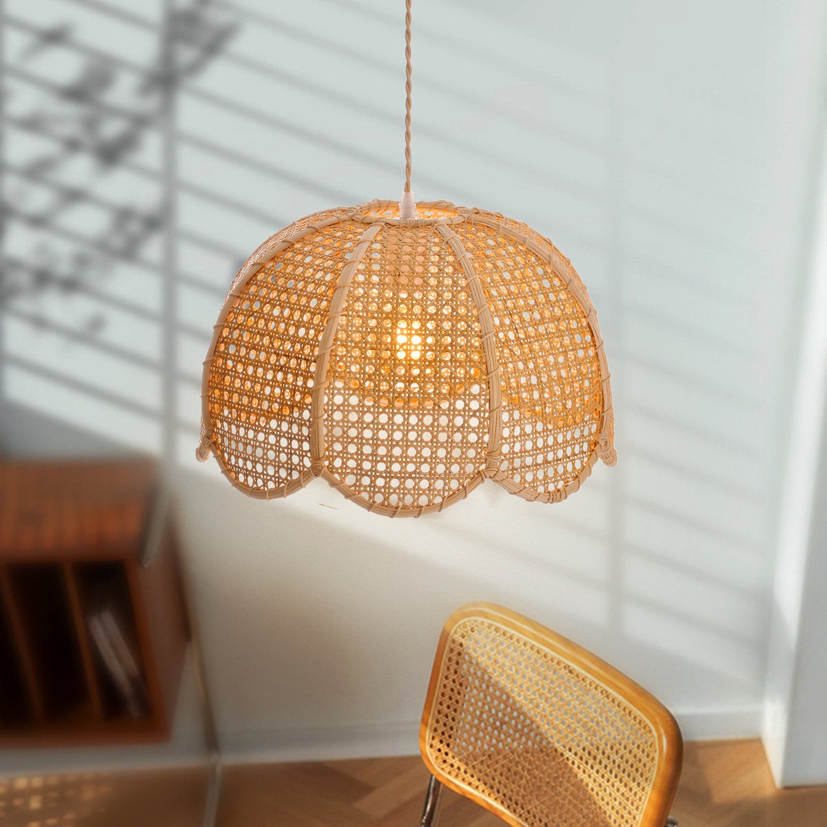 Japandi Hand-Woven Bamboo Lantern Chandelier Basket Ceiling Light Pendant
