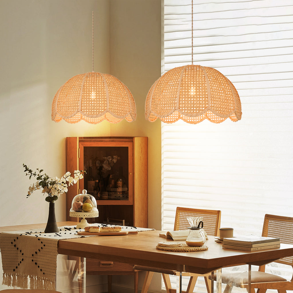 Japandi Hand-Woven Bamboo Lantern Chandelier Basket Ceiling Light Pendant