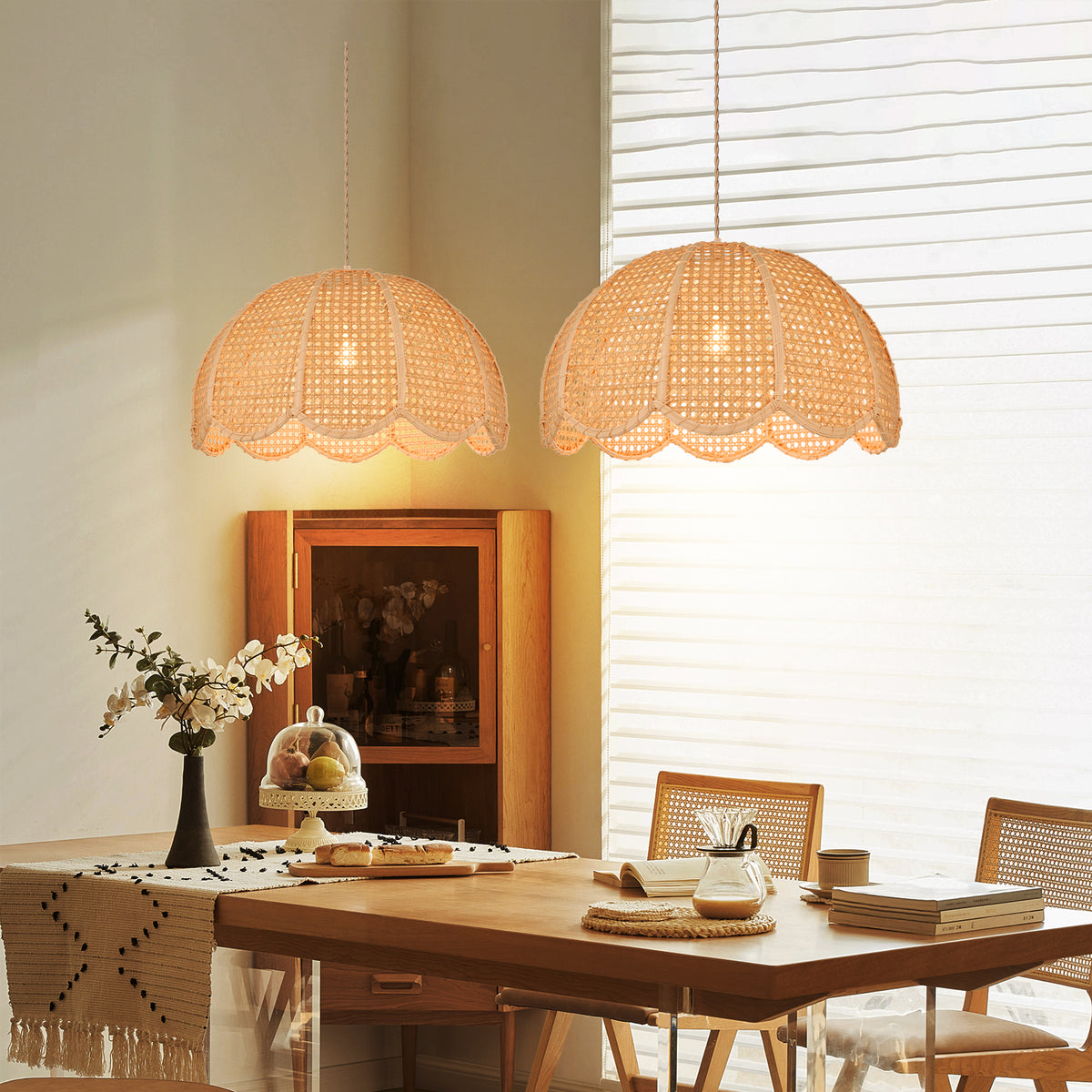 Japandi Hand-Woven Bamboo Lantern Chandelier Basket Ceiling Light Pendant