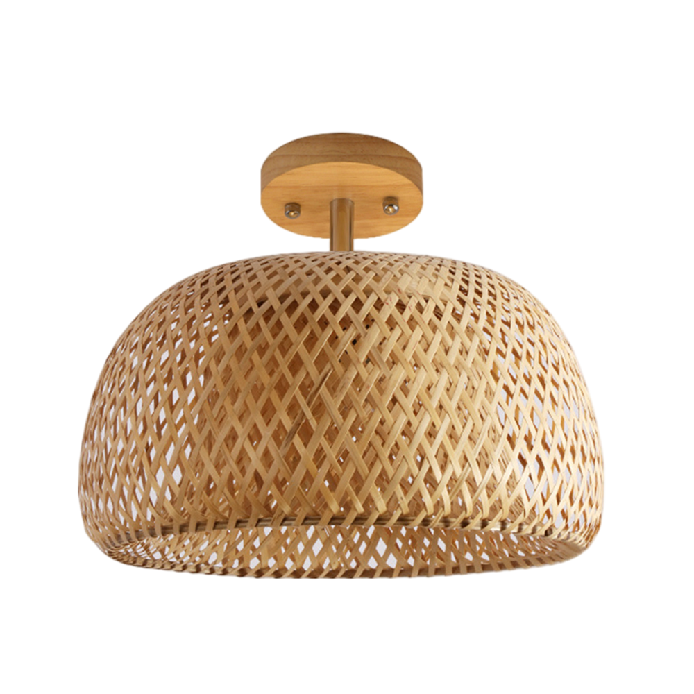 Handwoven Bamboo Flush Mount Light Wabi-Sabi Ceiling Lamp