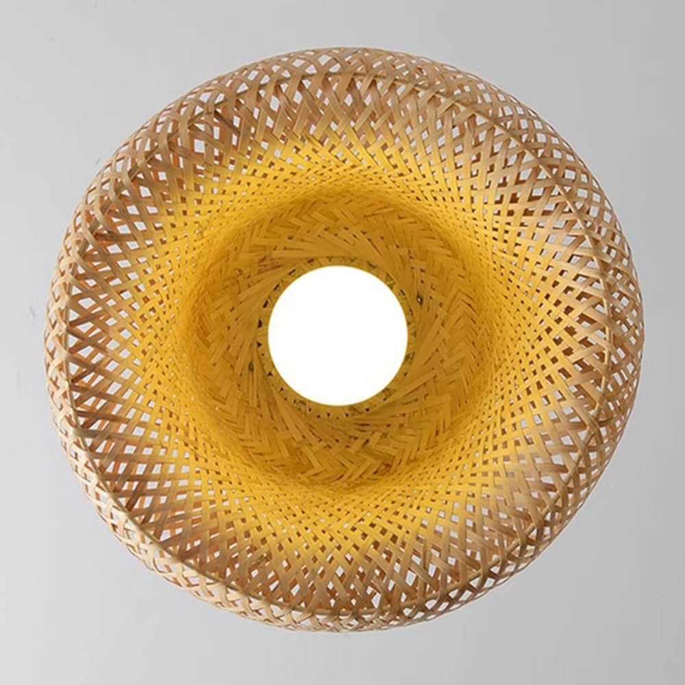 Handwoven Bamboo Flush Mount Light Wabi-Sabi Ceiling Lamp