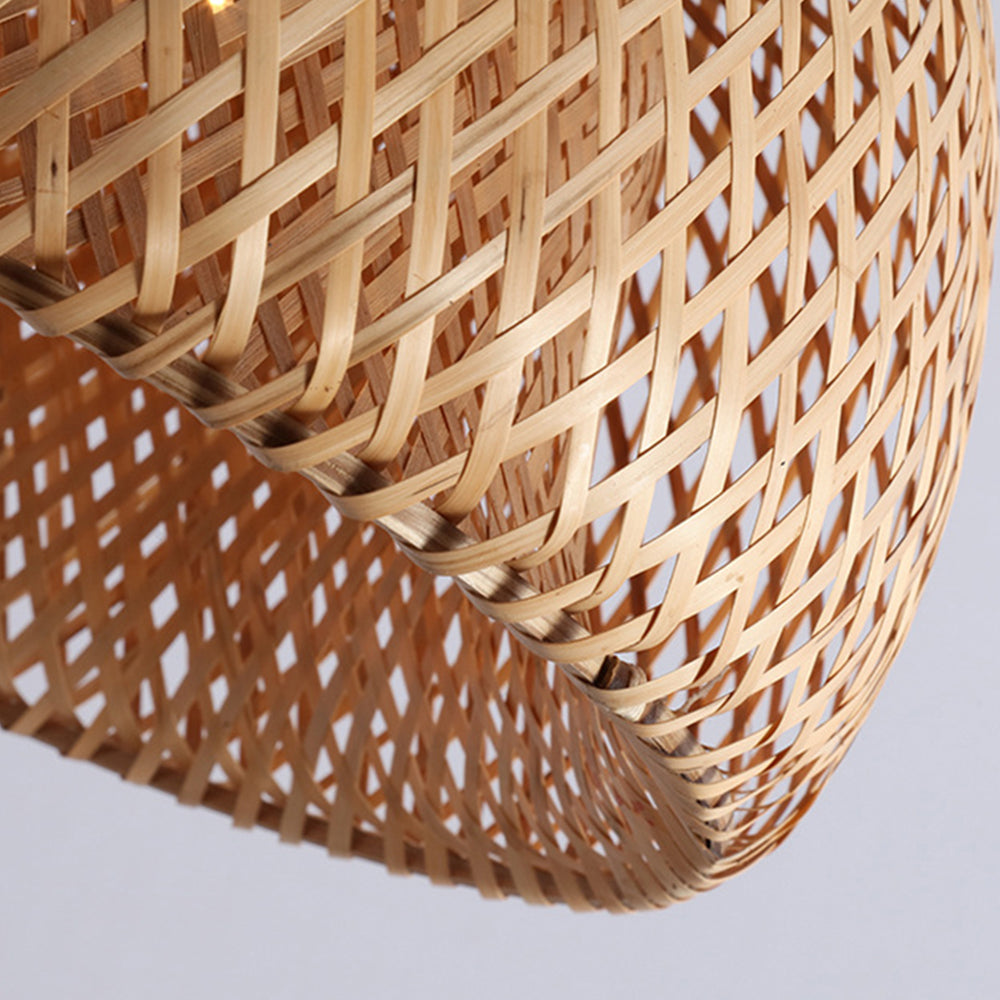 Handwoven Bamboo Flush Mount Light Wabi-Sabi Ceiling Lamp