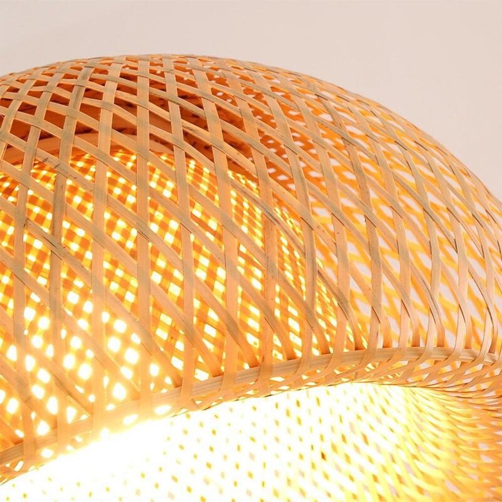 Handwoven Bamboo Flush Mount Light Wabi-Sabi Ceiling Lamp