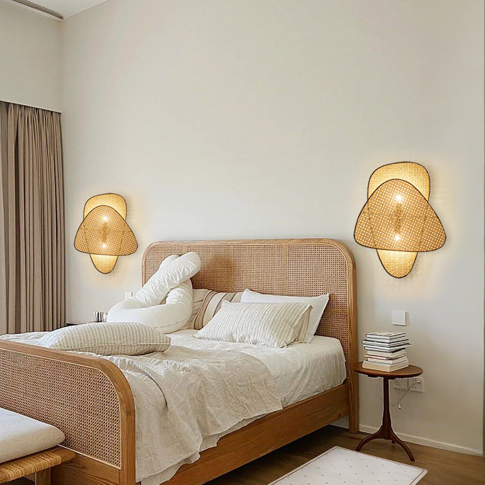 Bohemian Japandi Bamboo Wall Lamp for Bedroom Lighting