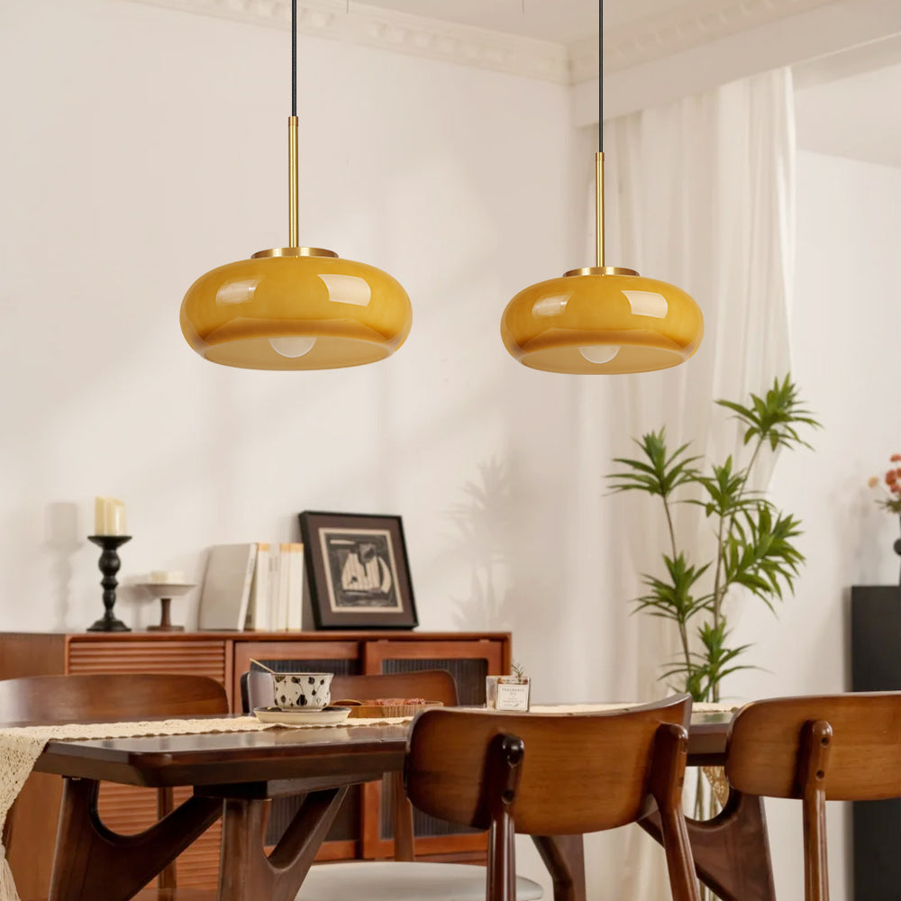 Nordic Yellow Glass Pendant Light Modern Kitchen Island Chandelier