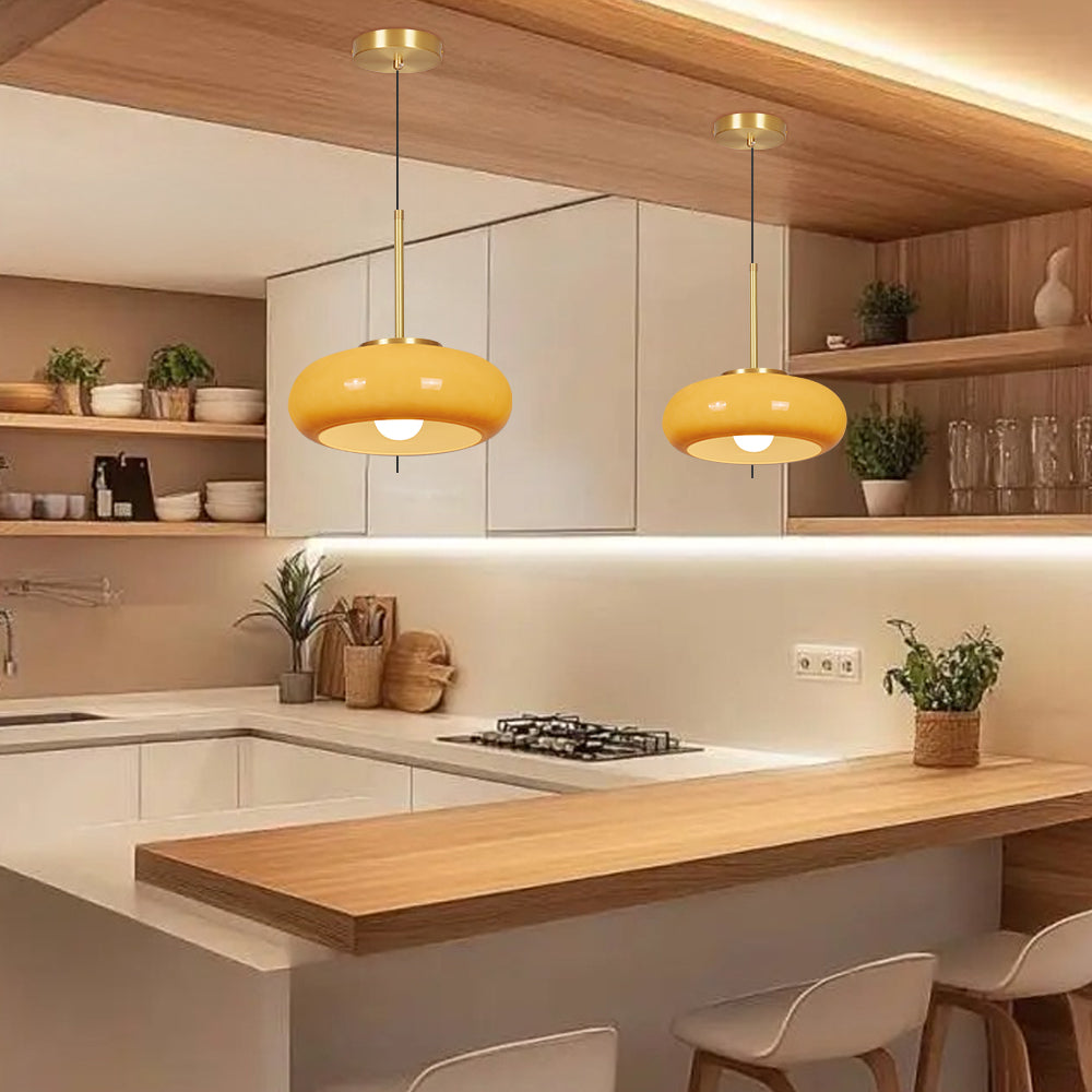Nordic Yellow Glass Pendant Light Modern Kitchen Island Chandelier