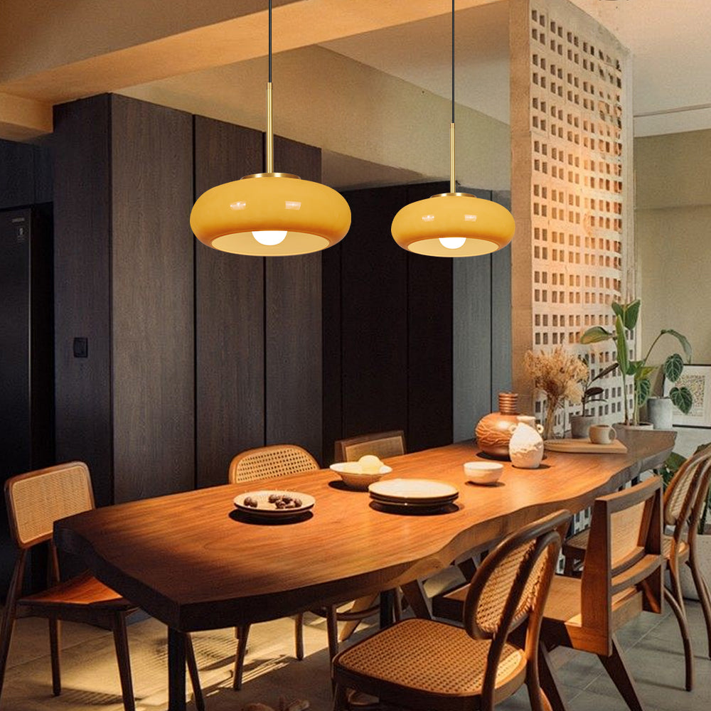Nordic Yellow Glass Pendant Light Modern Kitchen Island Chandelier