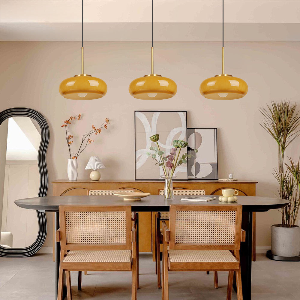 Nordic Yellow Glass Pendant Light Modern Kitchen Island Chandelier