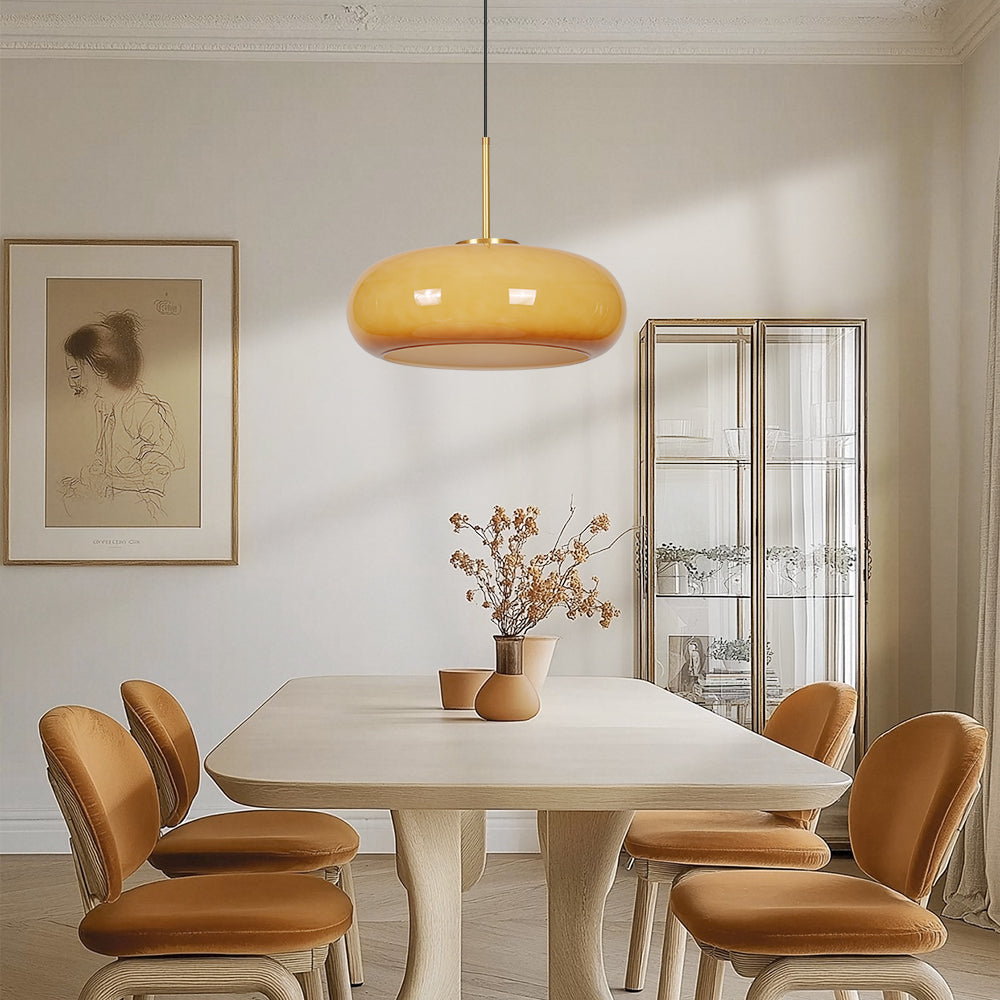 Nordic Yellow Glass Pendant Light Modern Kitchen Island Chandelier
