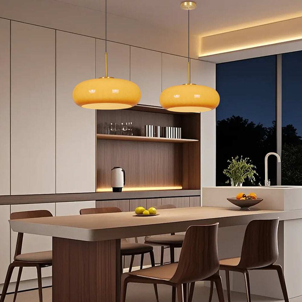 Nordic Yellow Glass Pendant Light Modern Kitchen Island Chandelier