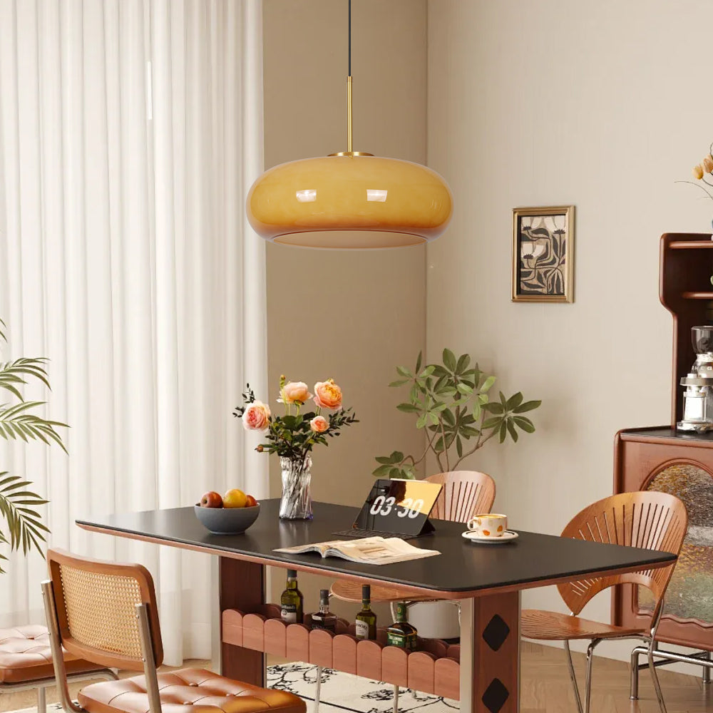Nordic Yellow Glass Pendant Light Modern Kitchen Island Chandelier