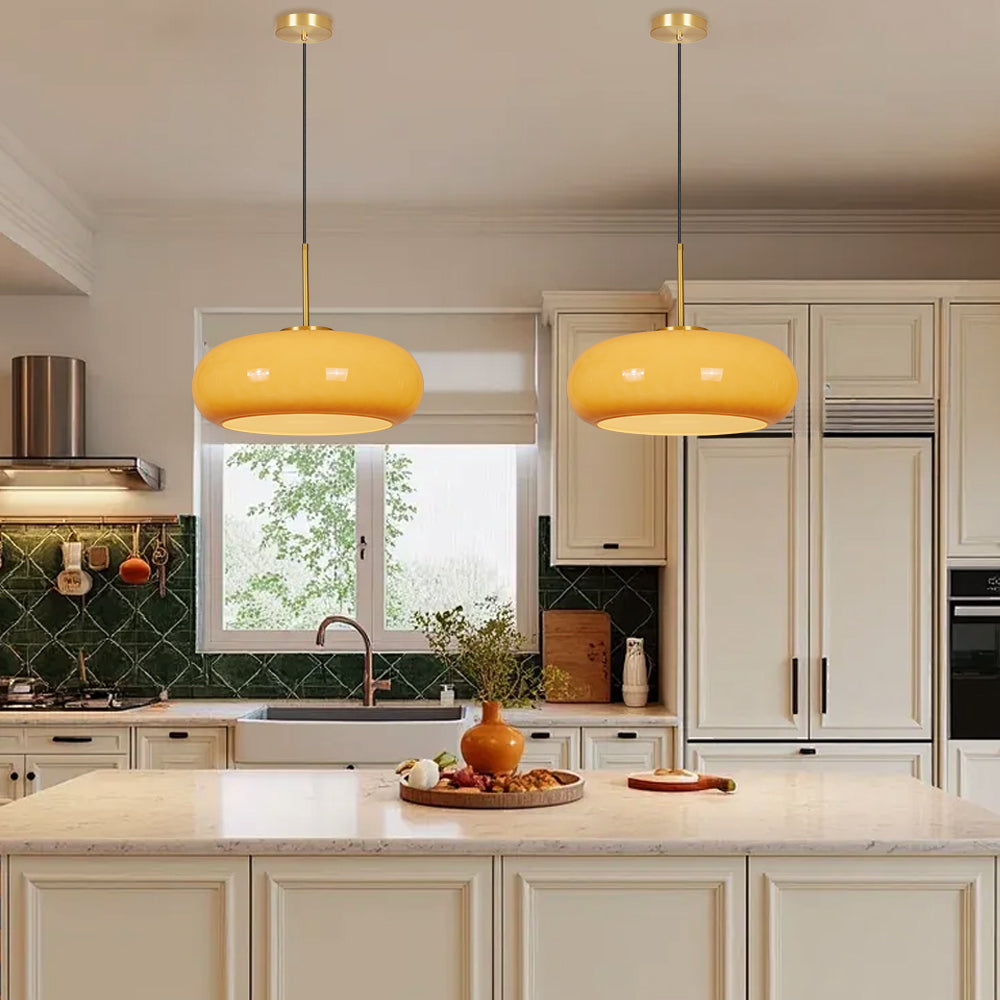 Nordic Yellow Glass Pendant Light Modern Kitchen Island Chandelier