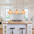 Handwoven Rattan Kitchen Island Pendant Lighting Fixture