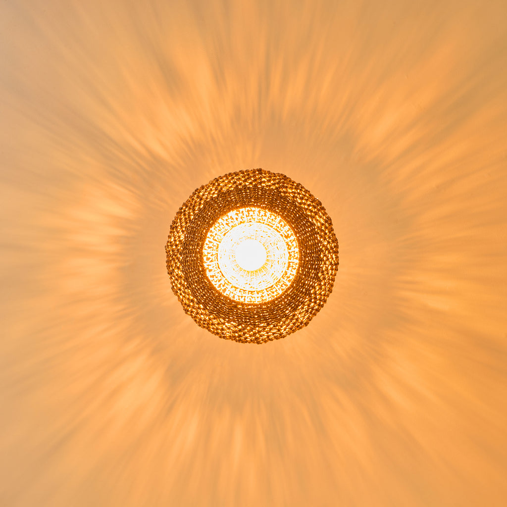 Japanese Style Wicker Pendant Light Dining Room Round Lampshade