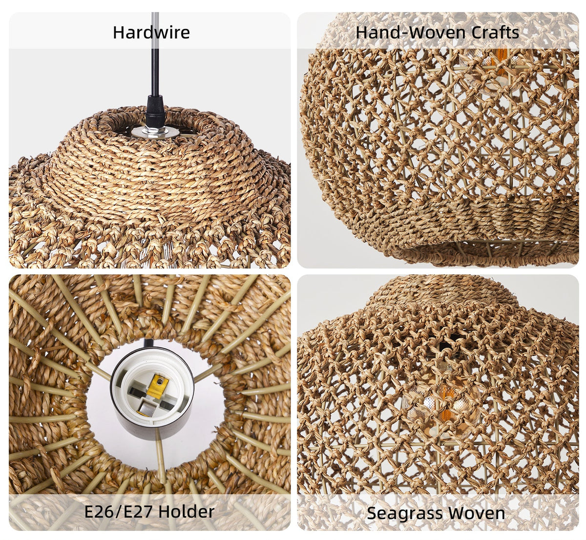 Japanese Style Wicker Pendant Light Dining Room Round Lampshade