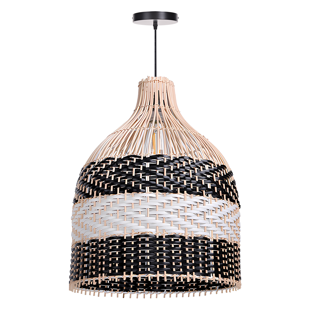 Kitchen Island Decor Pendant Lamp Black White Rattan Lampshade
