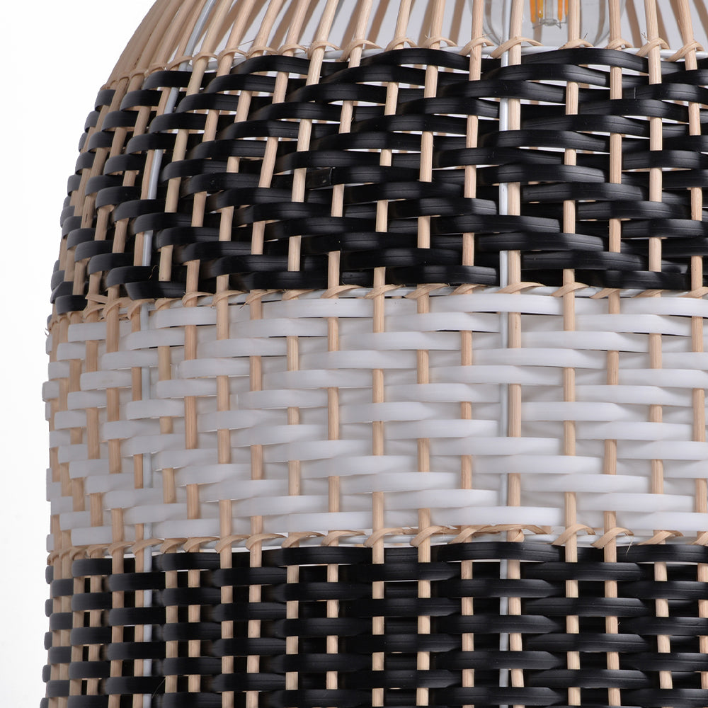 Kitchen Island Decor Pendant Lamp Black White Rattan Lampshade