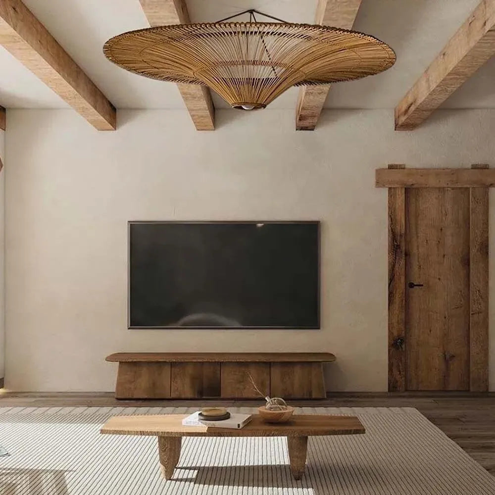 Large Rattan Pendant Light Ceiling Lampshade Wabi-sabi Chandelier