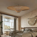 Large Rattan Pendant Light Ceiling Lampshade Wabi-sabi Chandelier