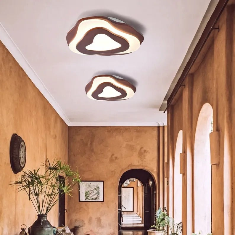 Nordic Irregular Flush Mount Wooden Ceiling Light For Living Room