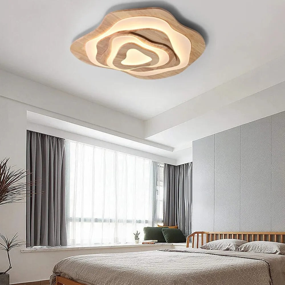 Nordic Irregular Flush Mount Wooden Ceiling Light For Living Room