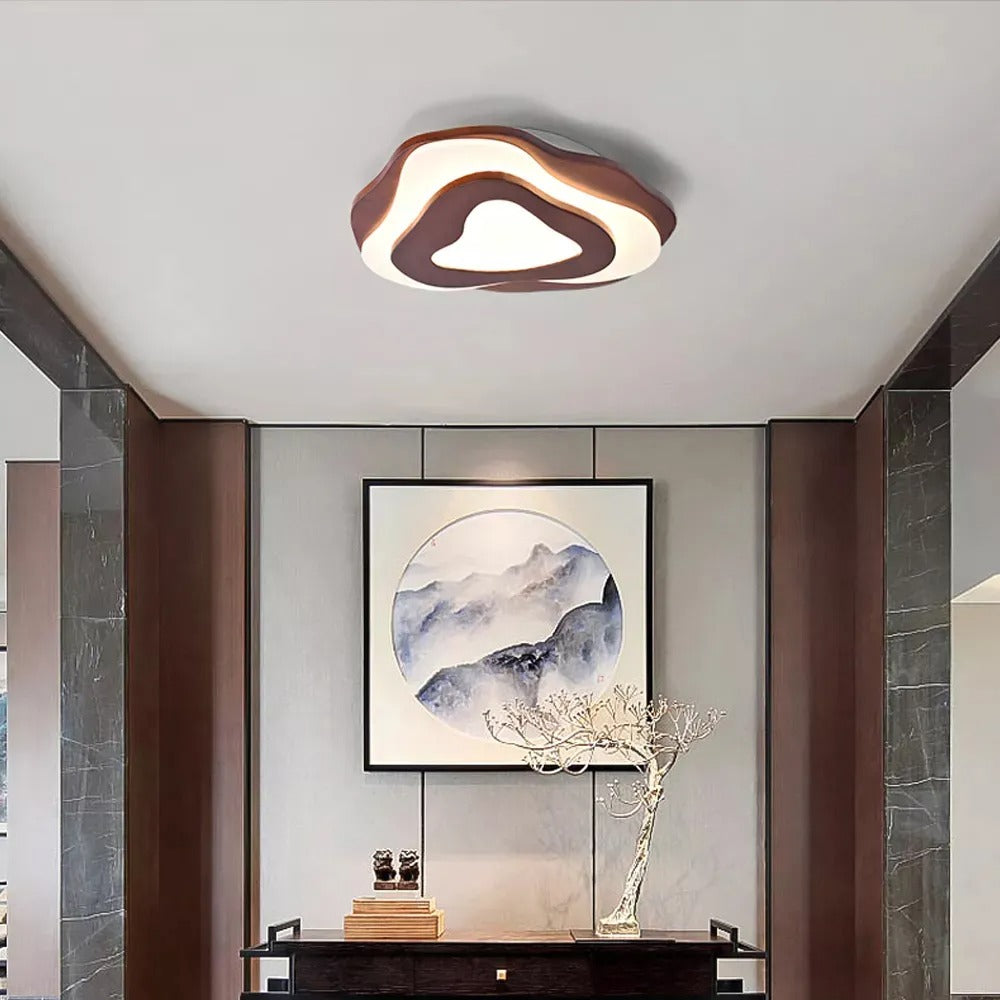 Nordic Irregular Flush Mount Wooden Ceiling Light For Living Room