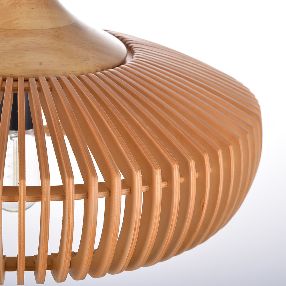 Retro Natural Wood Pendant Light Lampshade For Dining Room