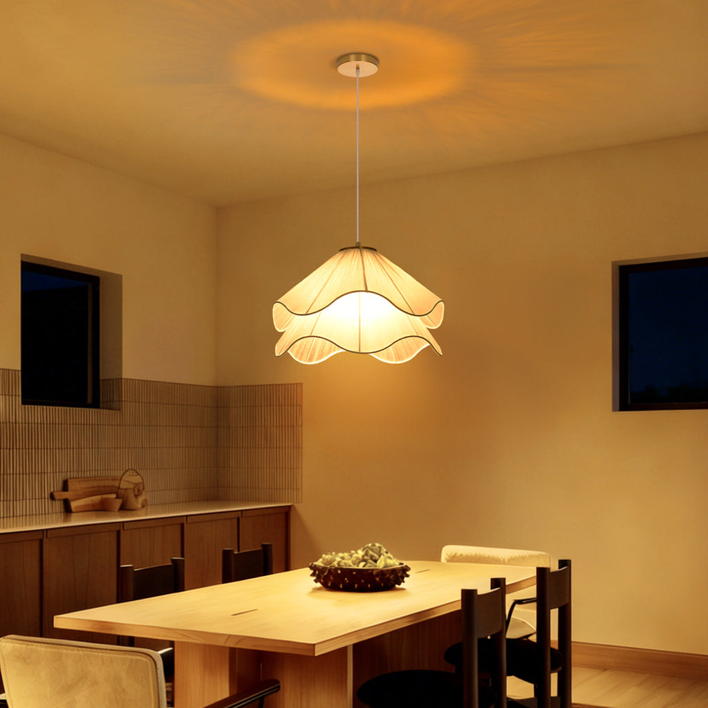 Simple Fabric Pendant Light French Flower Petal Chandelier