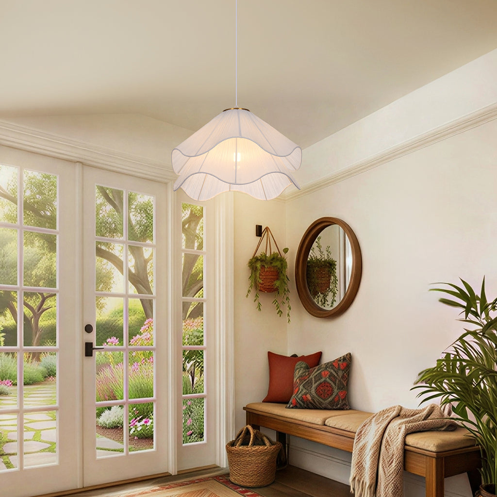 Simple Fabric Pendant Light French Flower Petal Chandelier