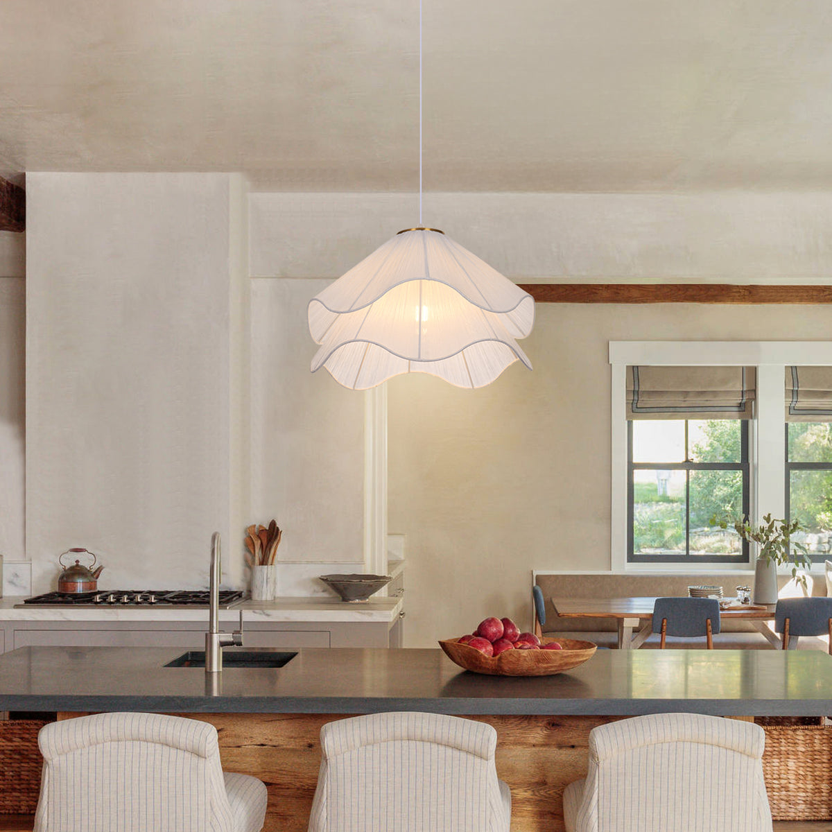 Simple Fabric Pendant Light French Flower Petal Chandelier