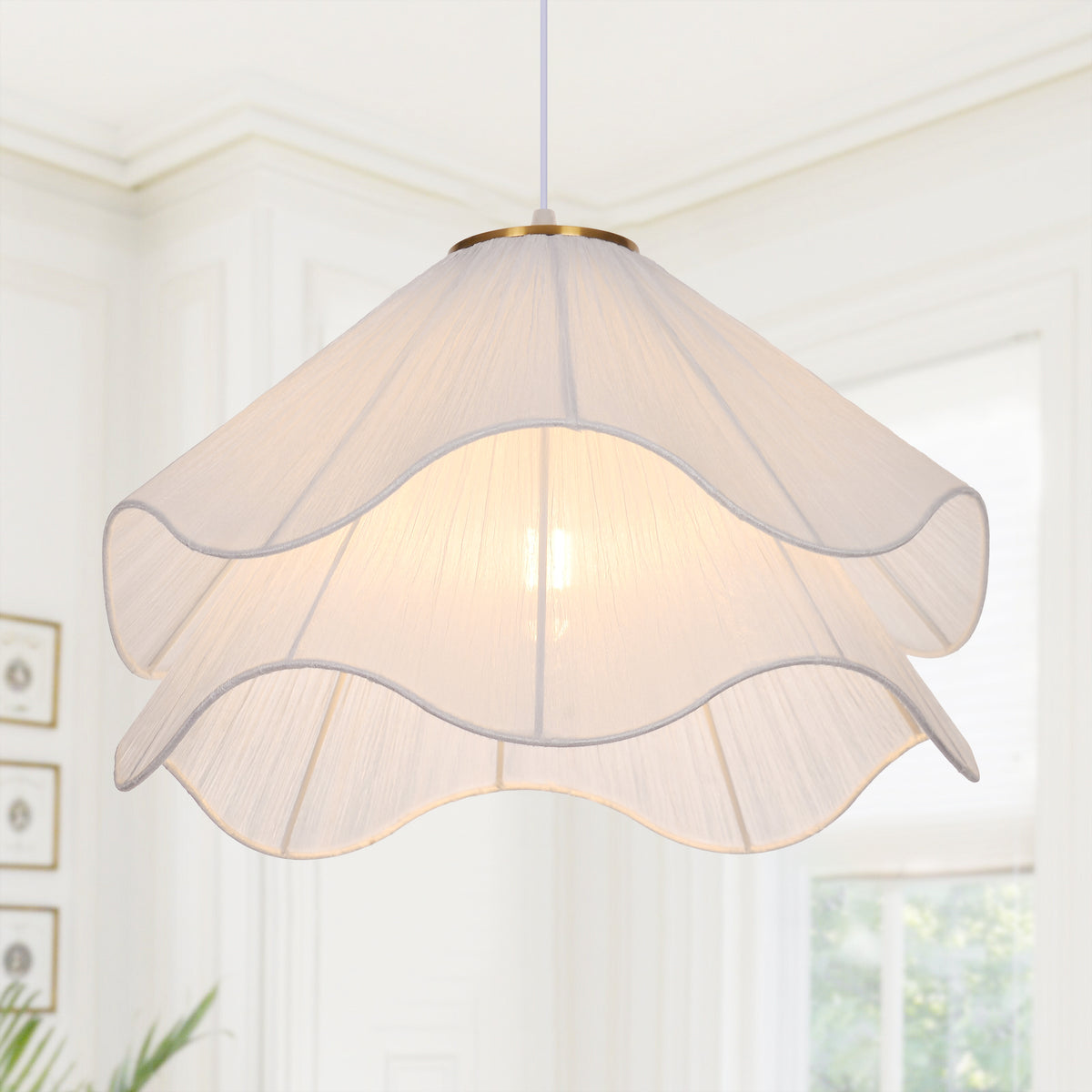 Simple Fabric Pendant Light French Flower Petal Chandelier