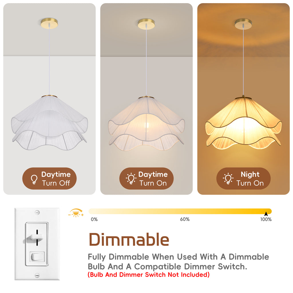 Simple Fabric Pendant Light French Flower Petal Chandelier