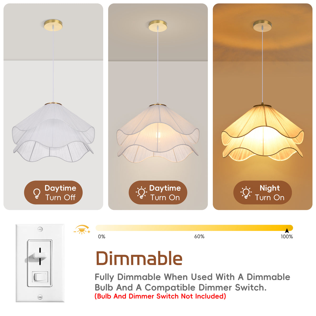 Simple Fabric Pendant Light French Flower Petal Chandelier