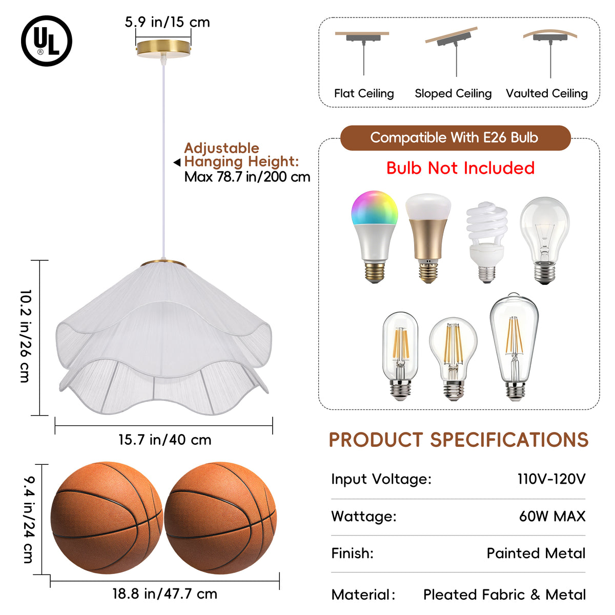 Simple Fabric Pendant Light French Flower Petal Chandelier