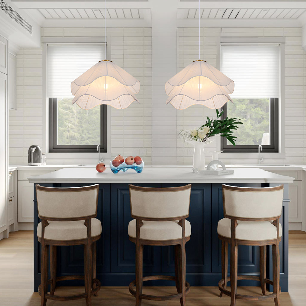 Simple Fabric Pendant Light French Flower Petal Chandelier