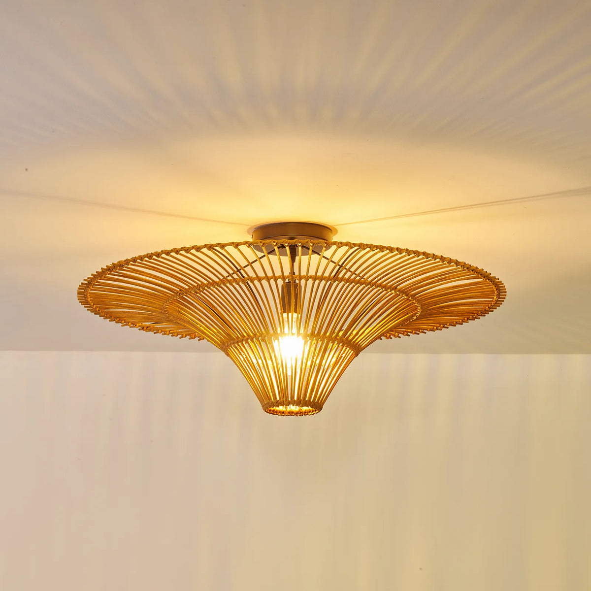 Large Rattan Pendant Light Ceiling Lampshade Wabi-sabi Chandelier