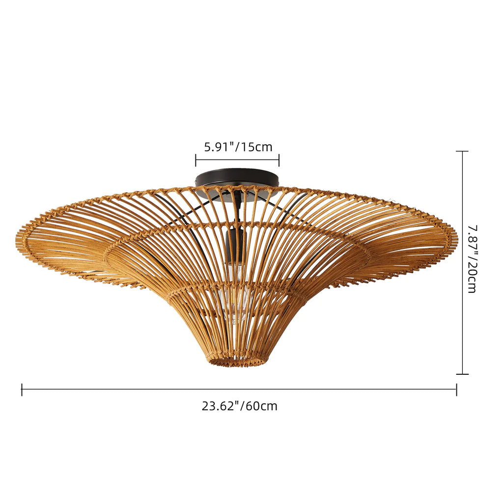 Large Rattan Pendant Light Ceiling Lampshade Wabi-sabi Chandelier