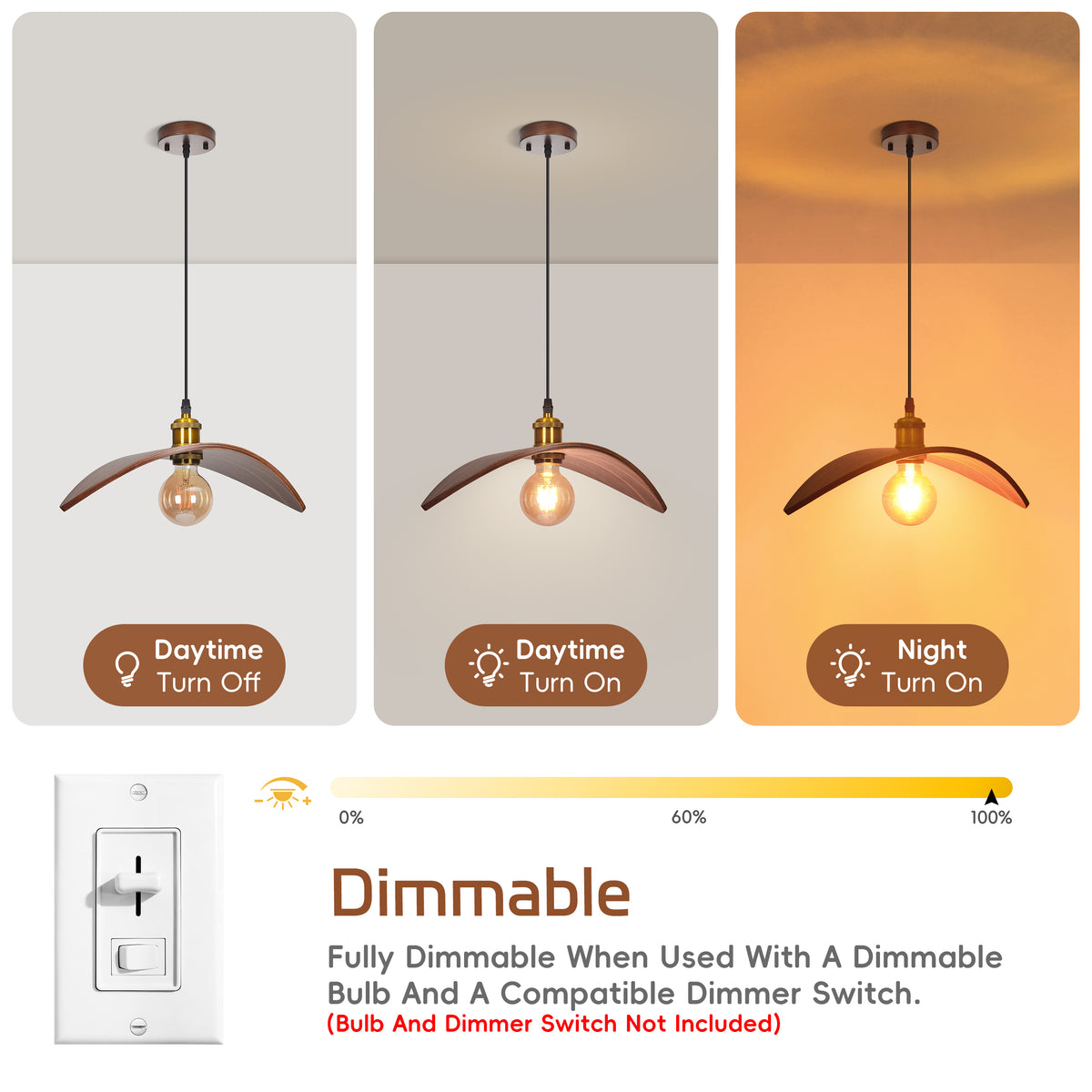 Wabi-Sabi Leaf Shape Walnut Chandelier Wooden Pendant Light