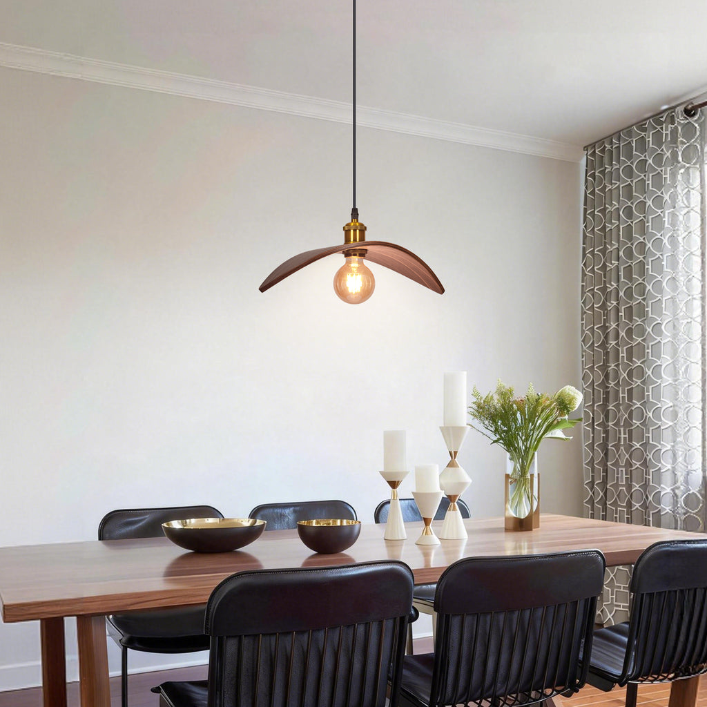 Wabi-Sabi Leaf Shape Walnut Chandelier Wooden Pendant Light