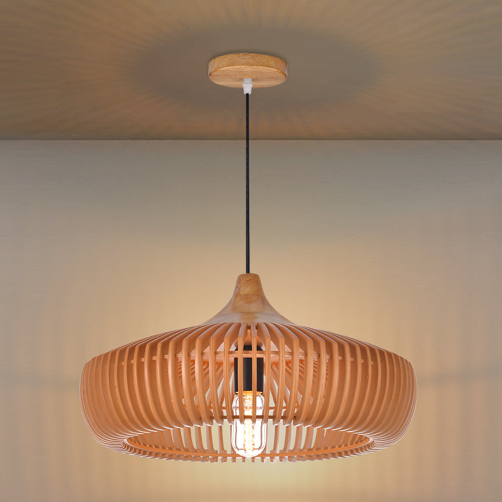 Wabi-Sabi Wood Pendant Light for Dining Room Decor
